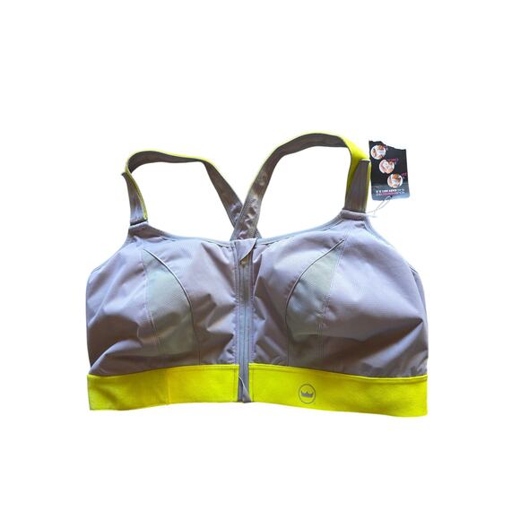 Shefit 6Luxe Ultimate Sports Bra Maximum Support Grey Yellow Wireless Padded - Picture 1 of 6